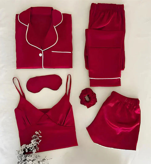 6 in 1 Sik Night Suit Set