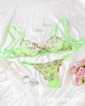Glow Up, Lace Down Sheer Lace Bra & Thong Lingerie